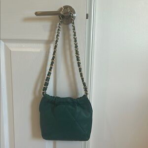 Teal/Green quilted leather shoulder bag